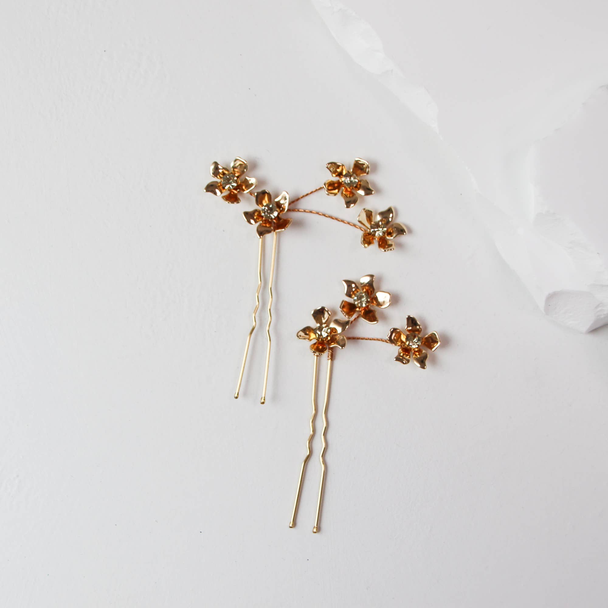 Gold Floral Spray Hair Pins