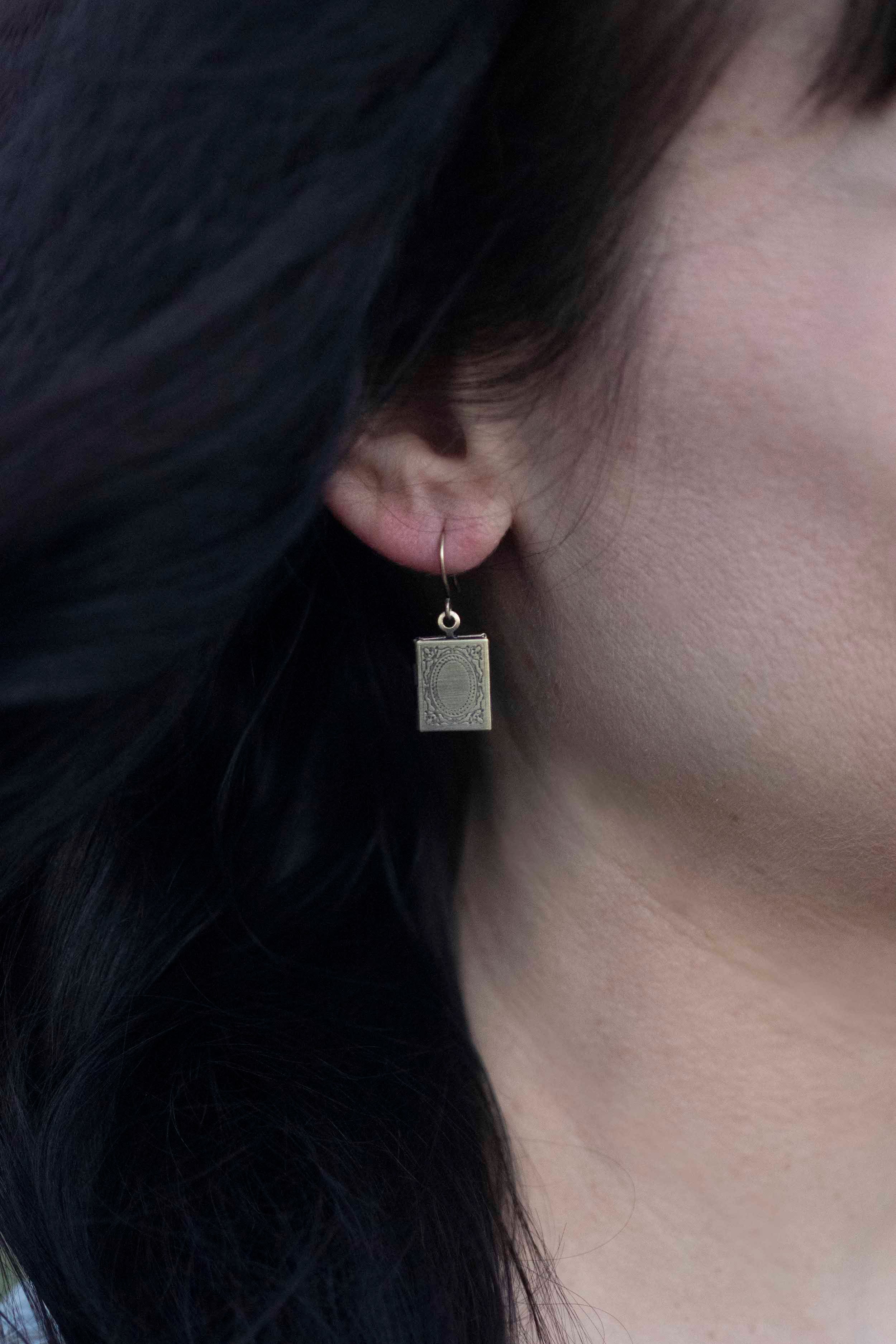 Mini Book Locket Earrings