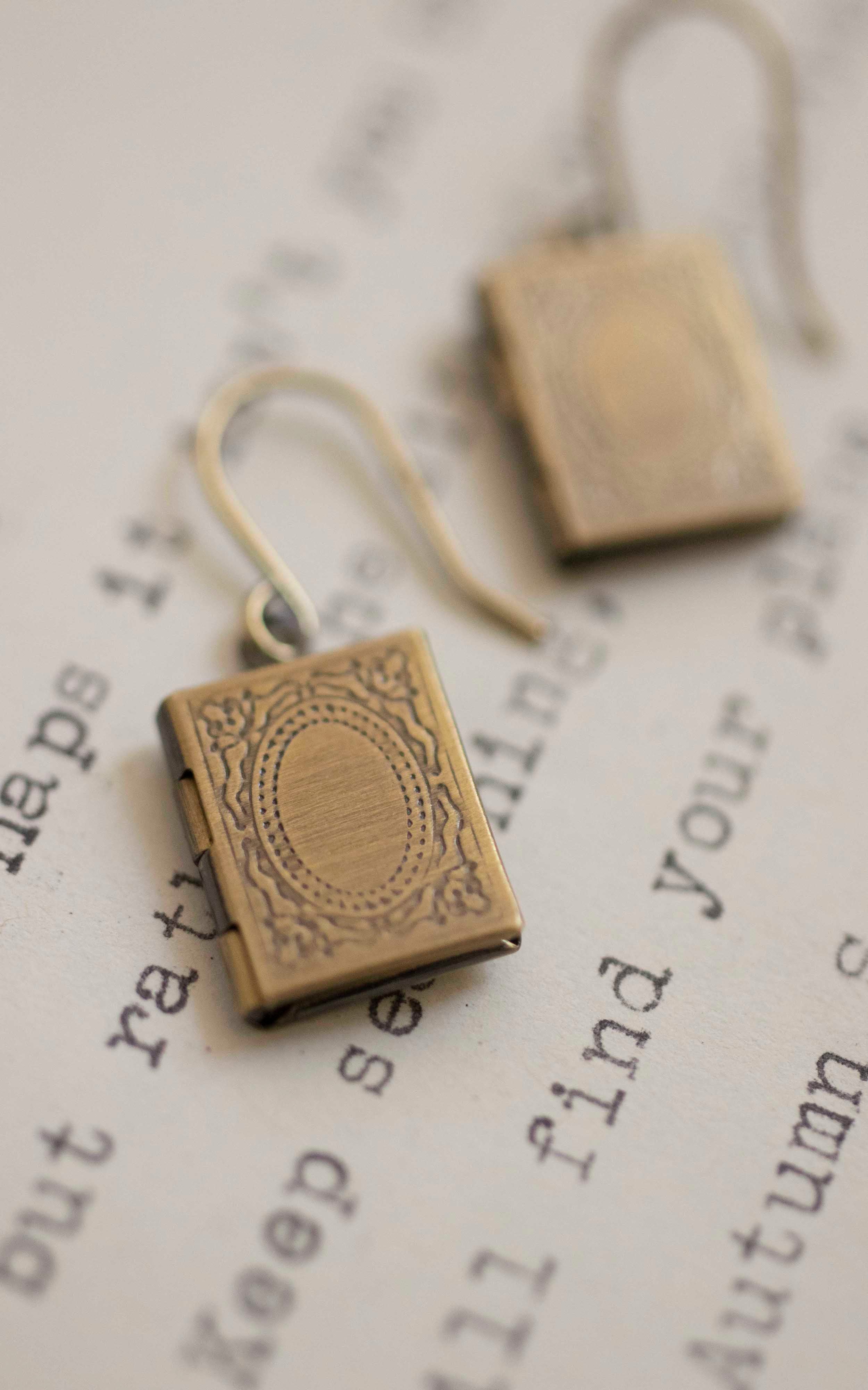 Mini Book Locket Earrings