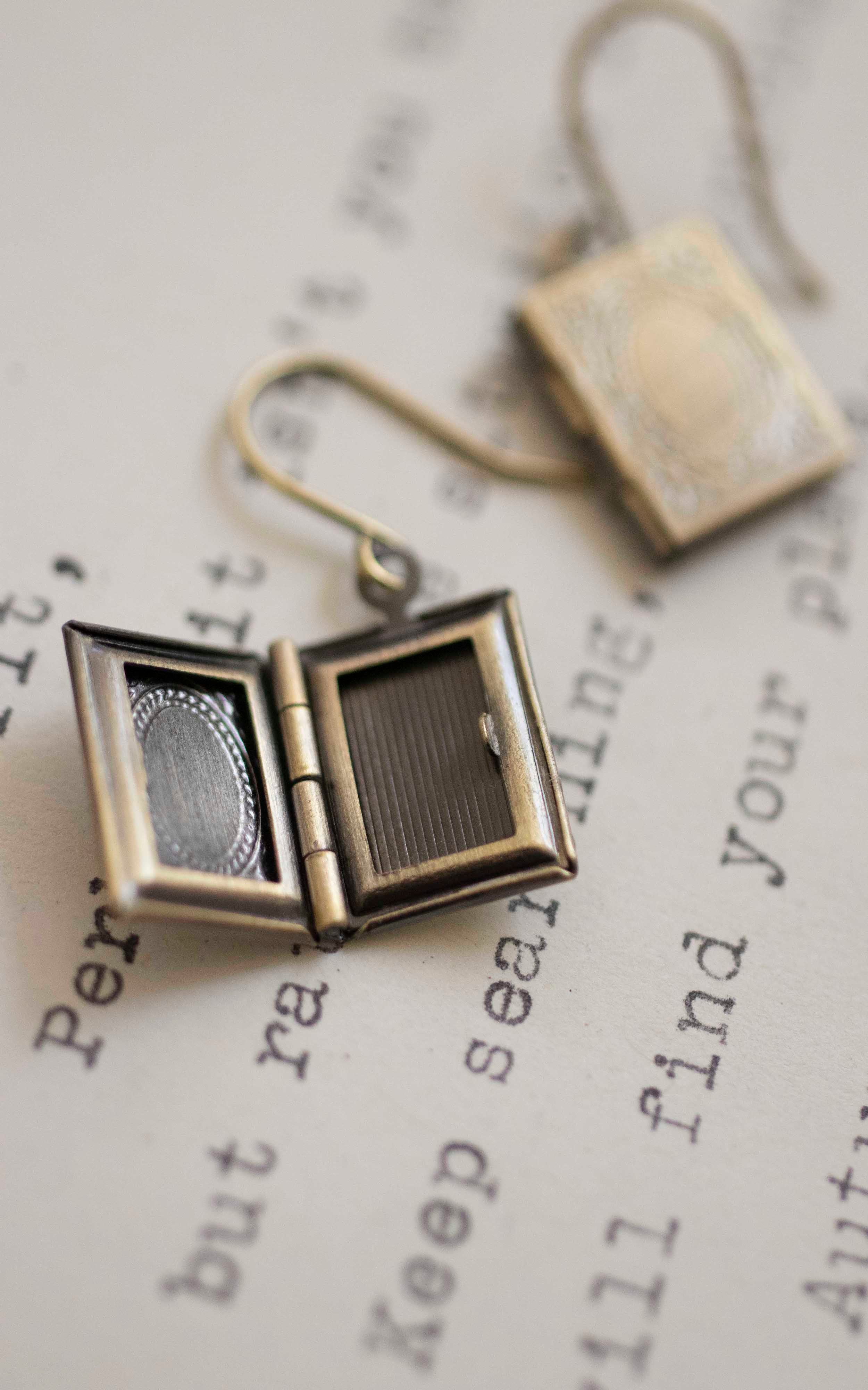 Mini Book Locket Earrings