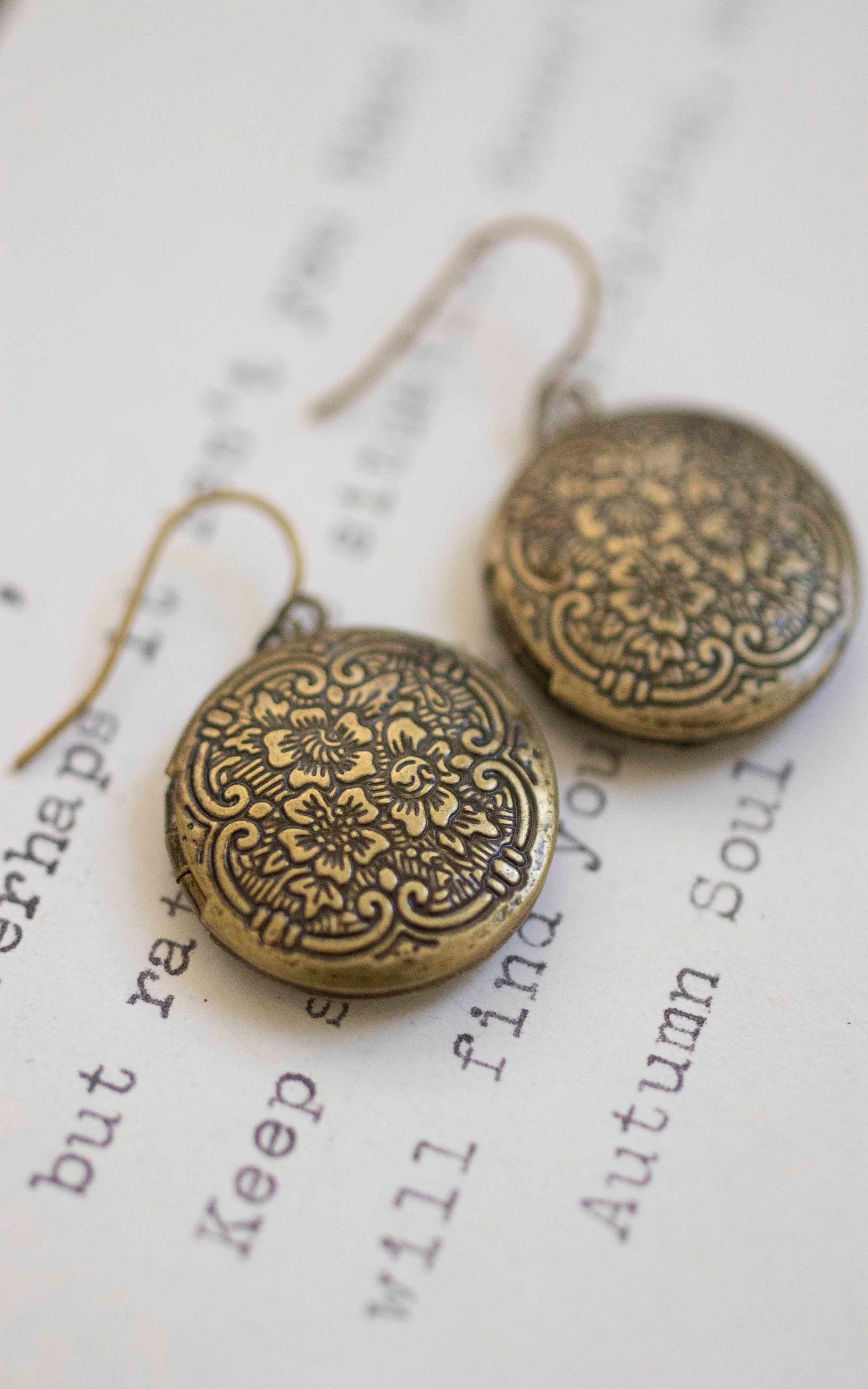 Round Floral Locket Earrings