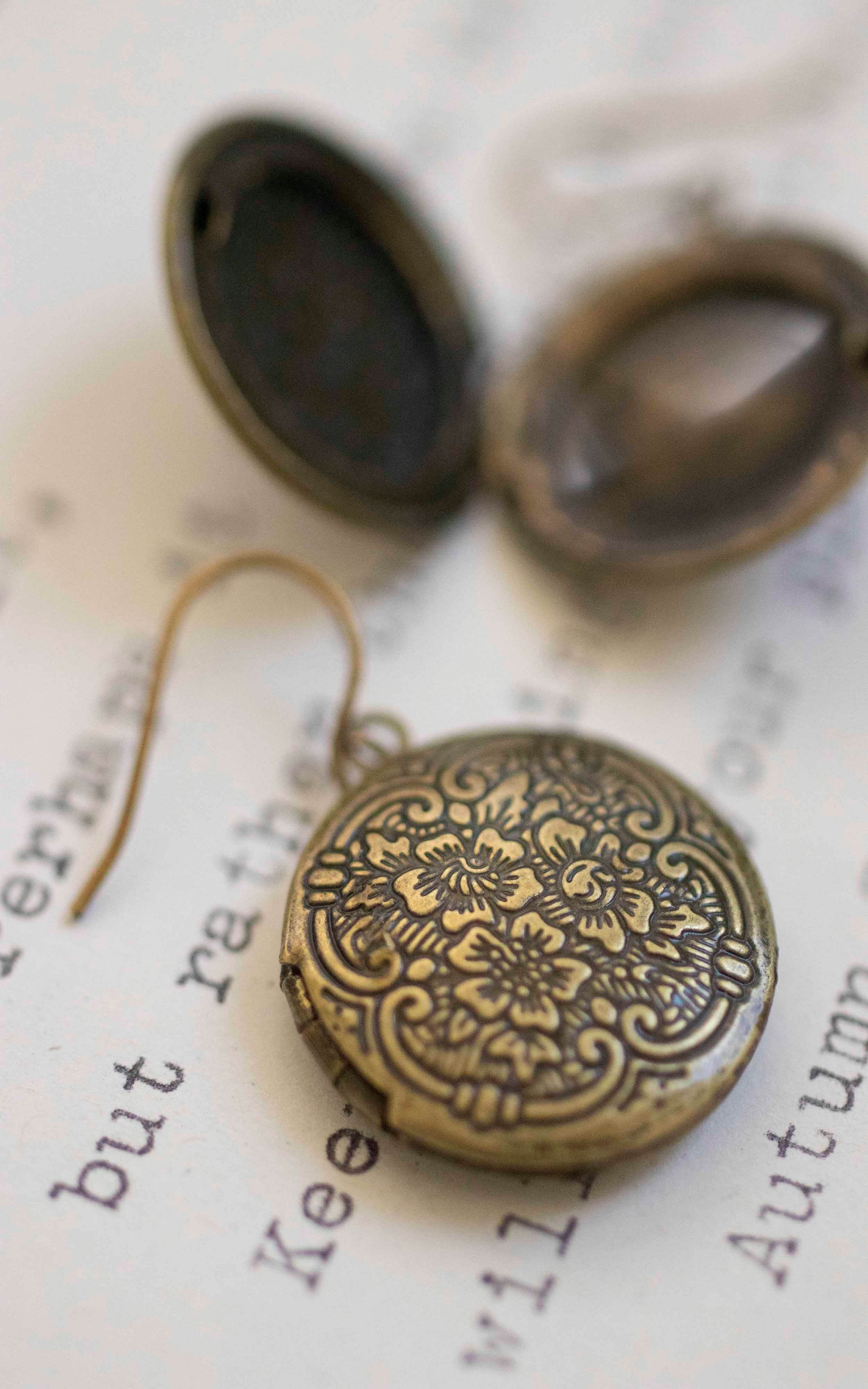 Round Floral Locket Earrings