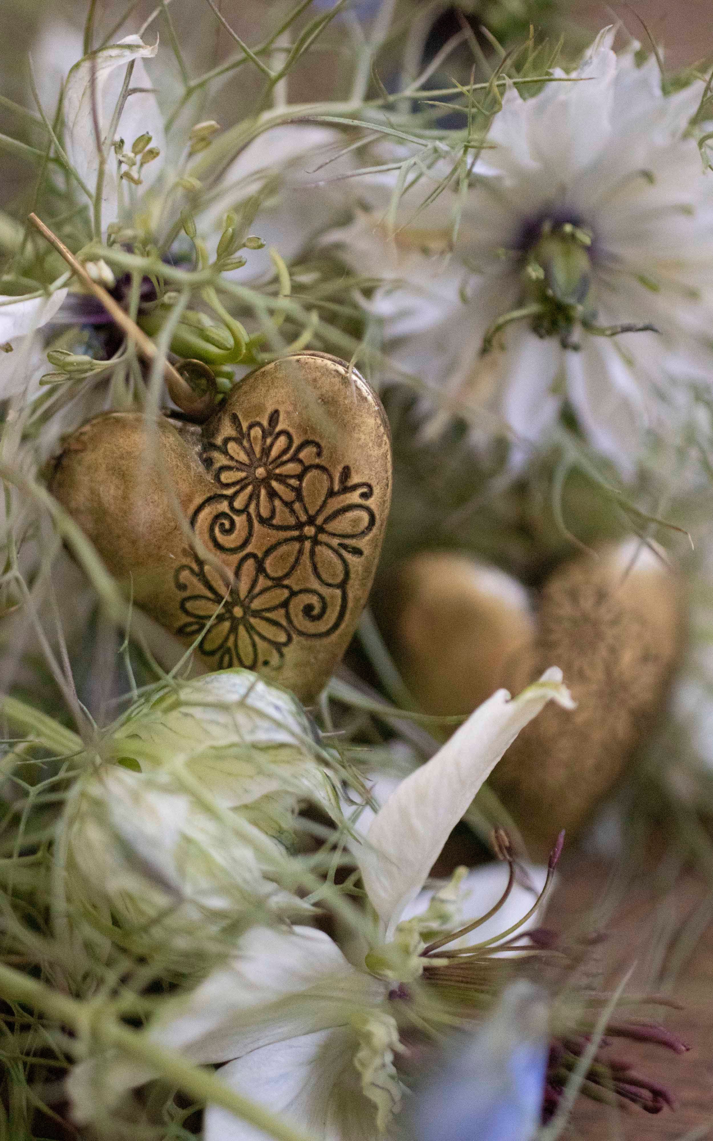 Heart Floral Locket Earrings
