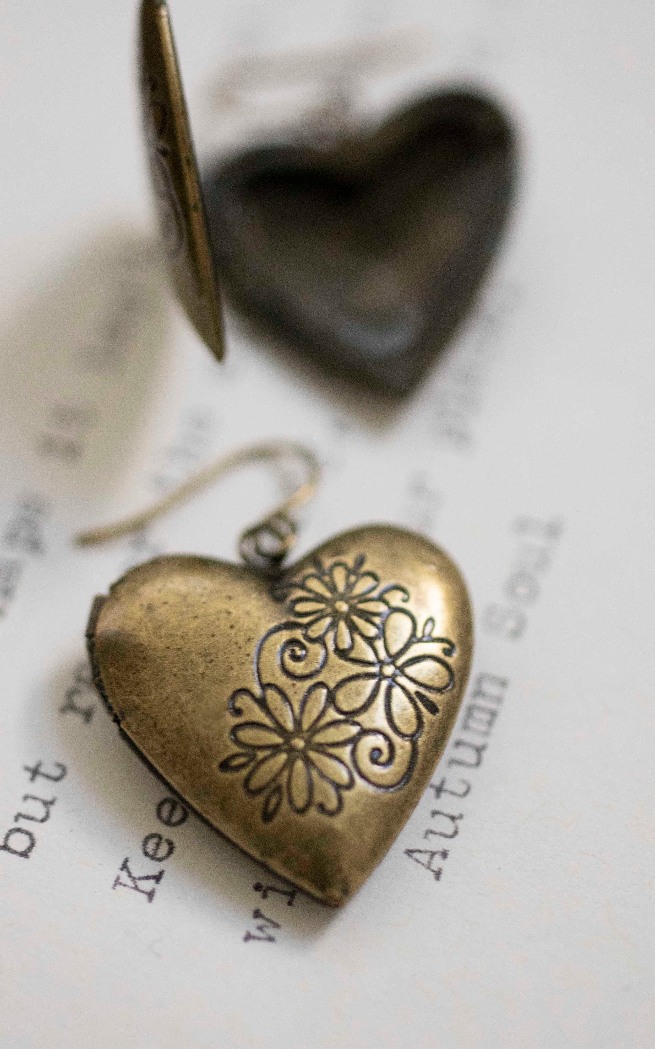 Heart Floral Locket Earrings