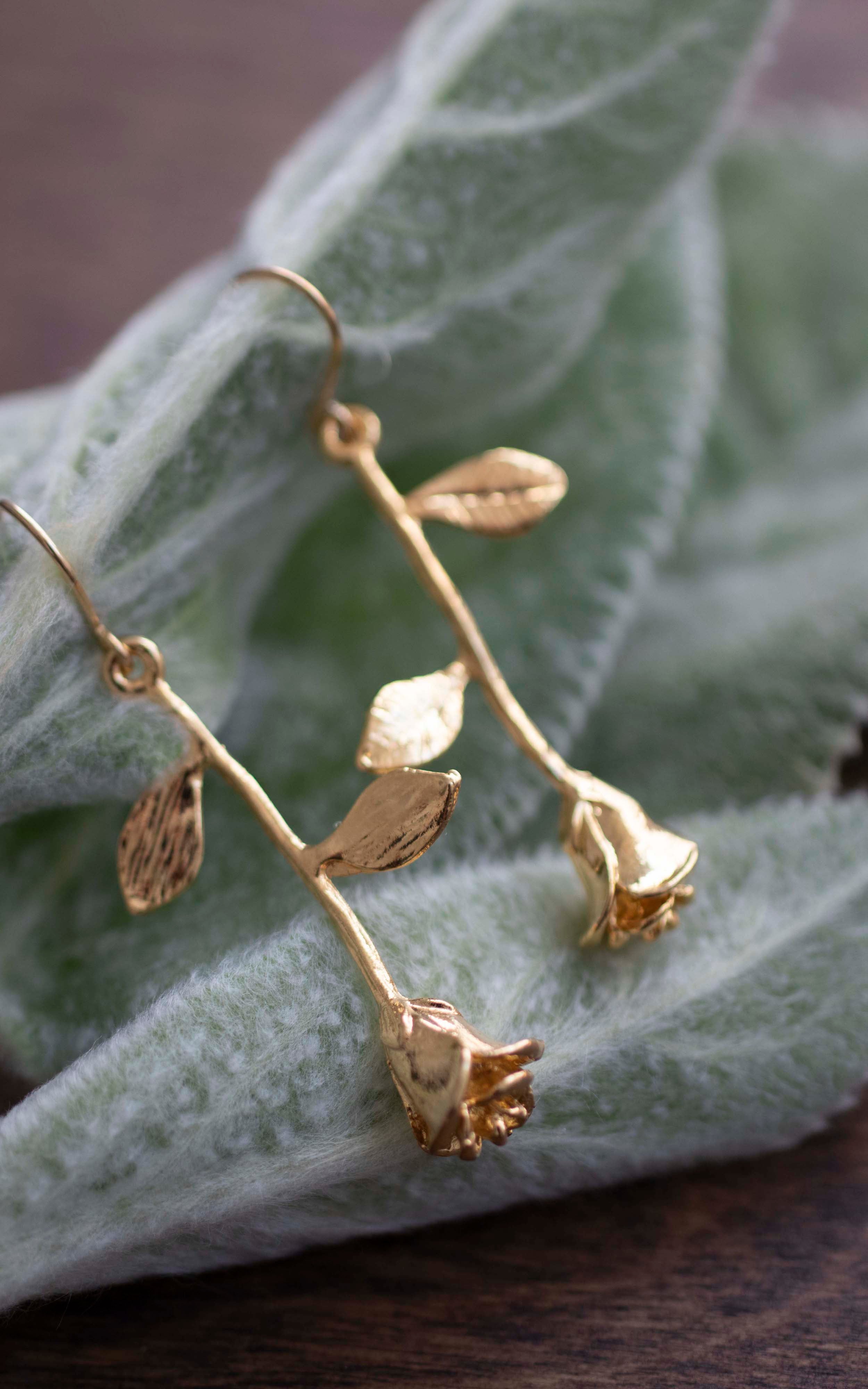 Rose Stem Earrings