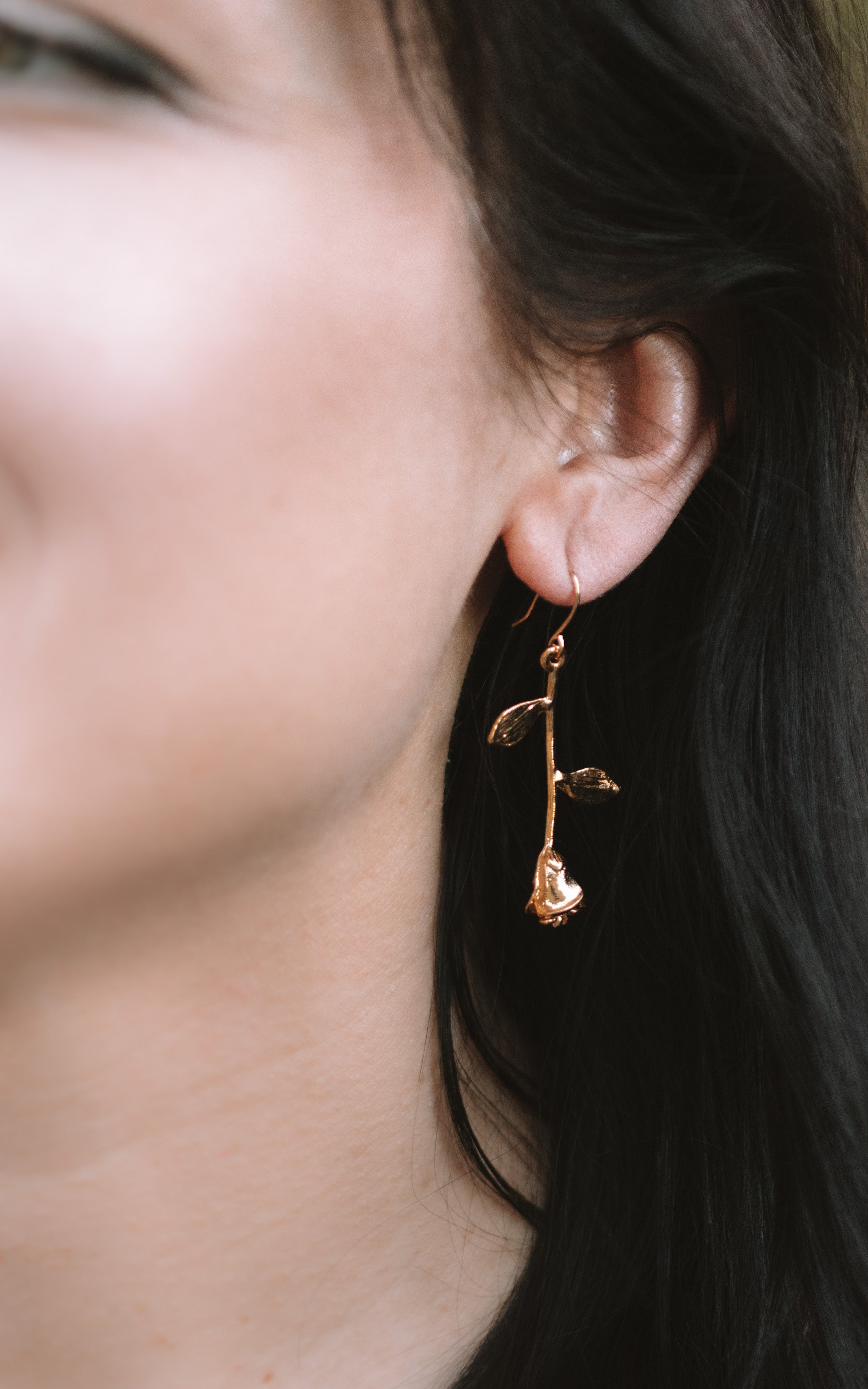 Rose Stem Earrings