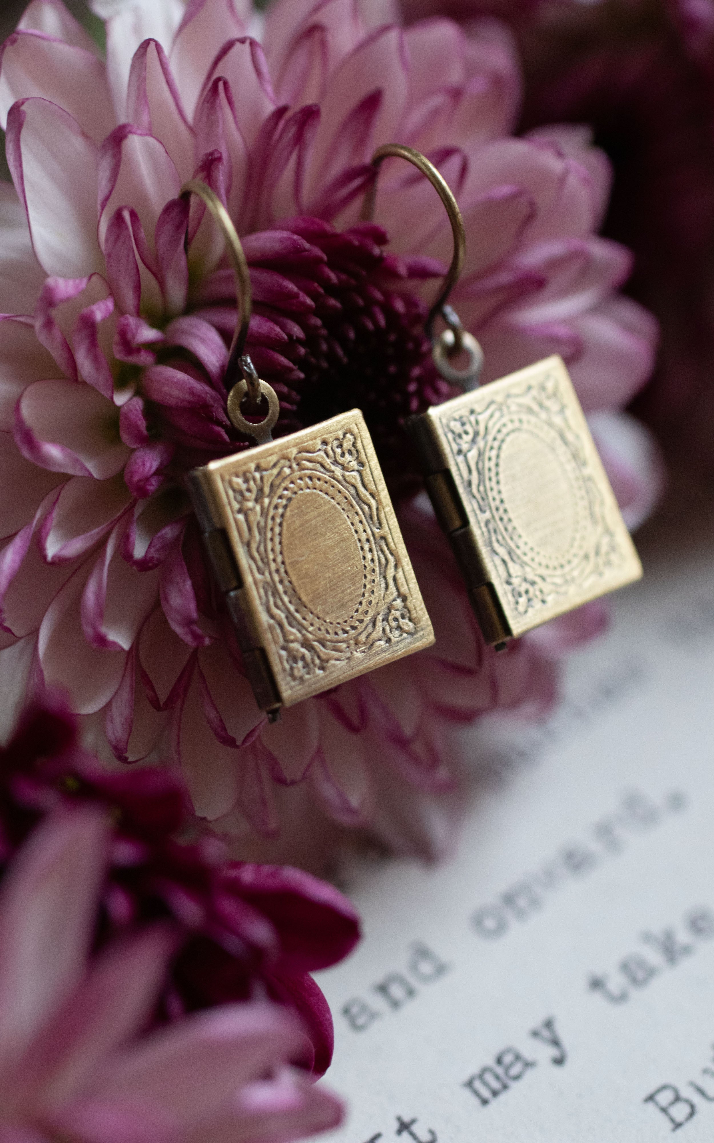 Mini Book Locket Earrings