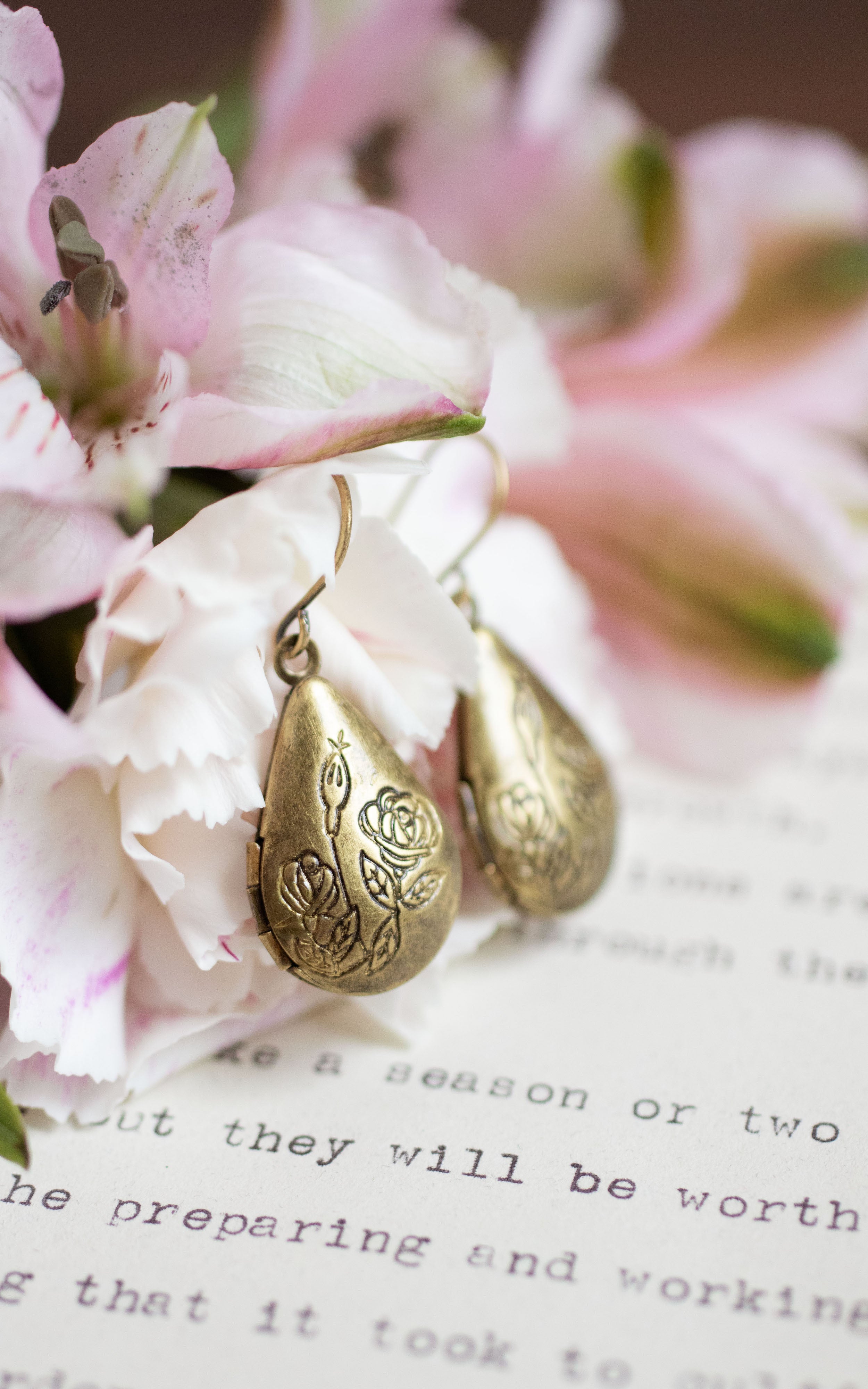 Floral Sprig Locket Earrings
