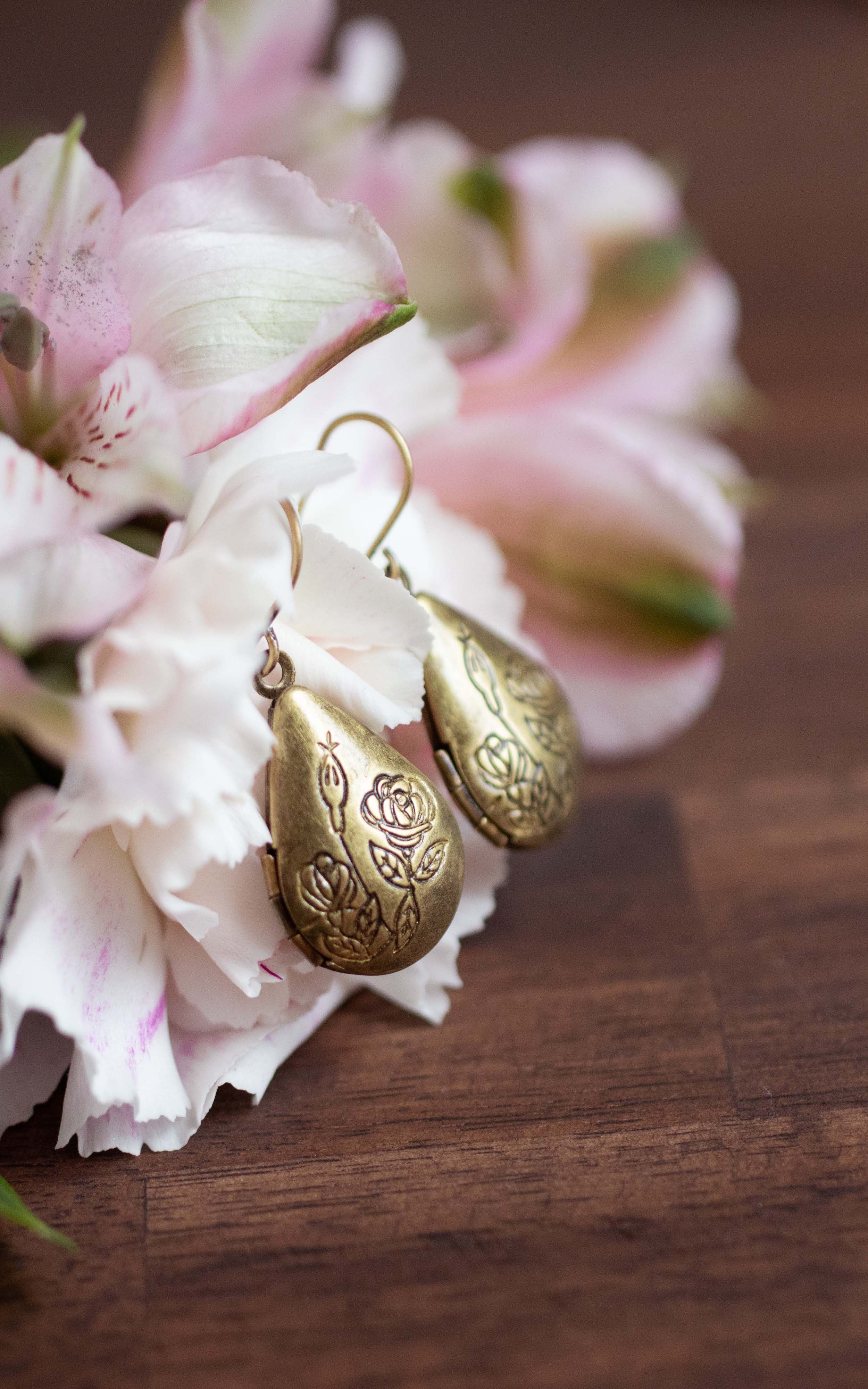 Floral Sprig Locket Earrings